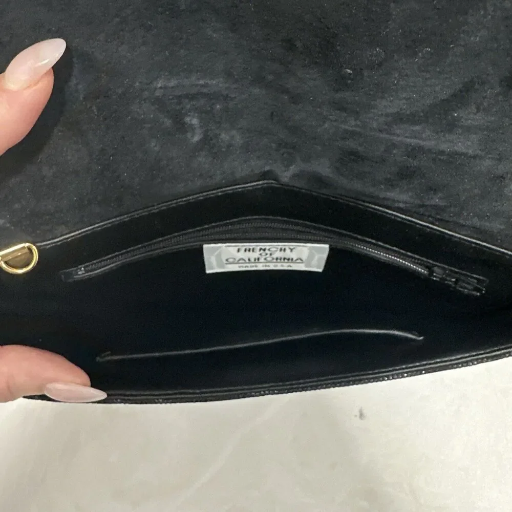 Vintage Frenchy of California Black Envelope Clutch Sparkly Made in USA 80s